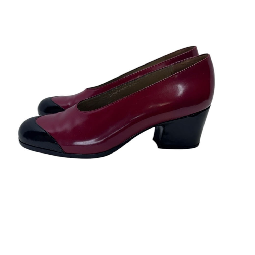 Vintage .Yves Saint Laurent Red and Black Stiletto Heels - Picture 6 of 8